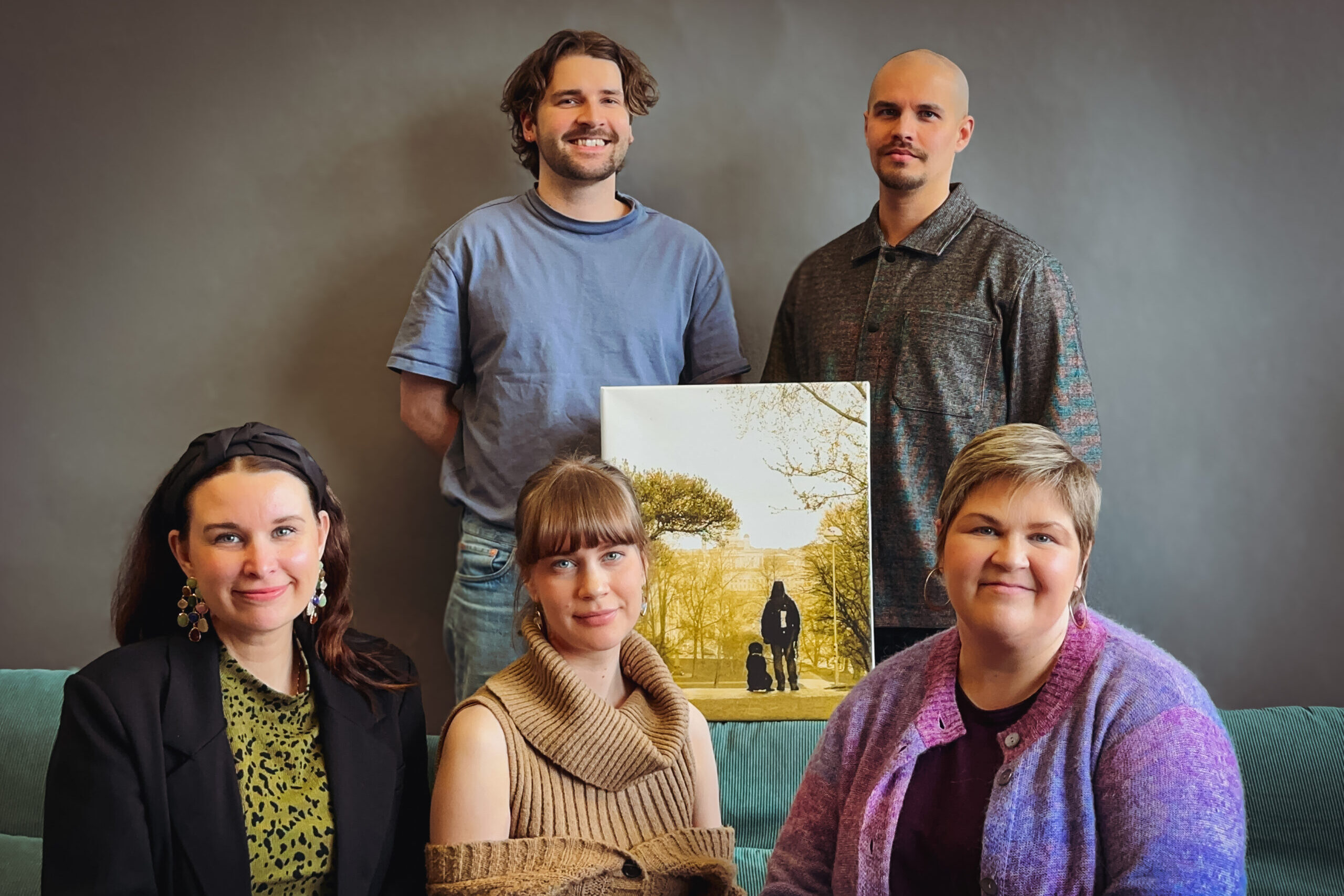 Group photo of the KM Studio team at the Helsinki studio.